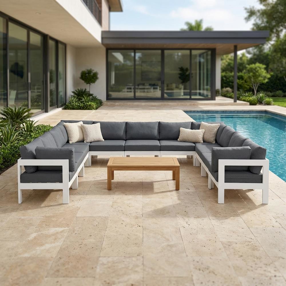 Gray Fabric Outdoor Modular Sectional For Patio Lounge Comfort. Picture 3