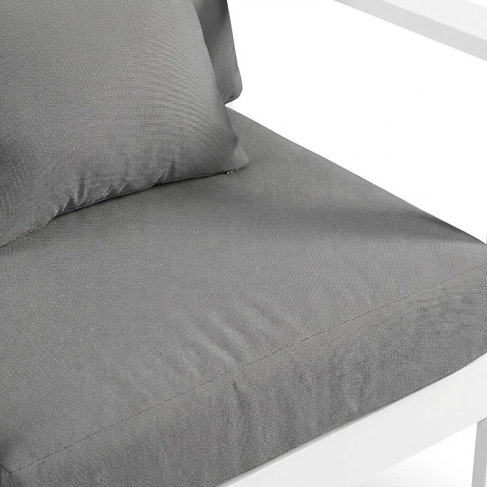 Gray Fabric Outdoor Patio Aluminum Armchair, Cushioned Seat, Contemporary Style. Picture 5