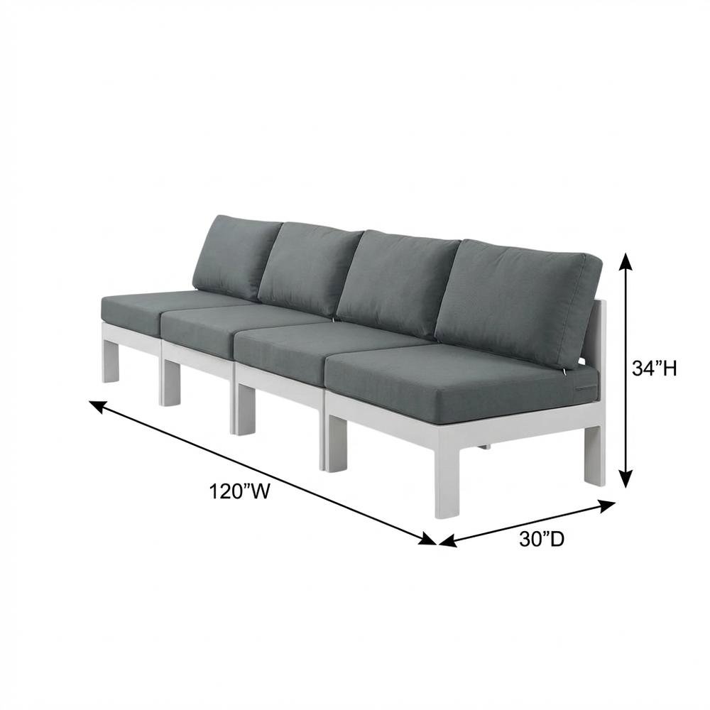 Gray Fabric Outdoor Modular Sofa With Contemporary Style And Cushioned Seating. Picture 7
