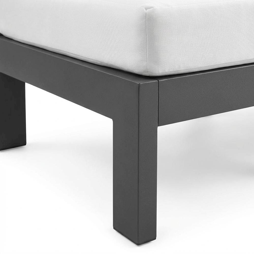 White Fabric Outdoor Patio Modular Sofa, Contemporary Style, Spacious Seating. Picture 6