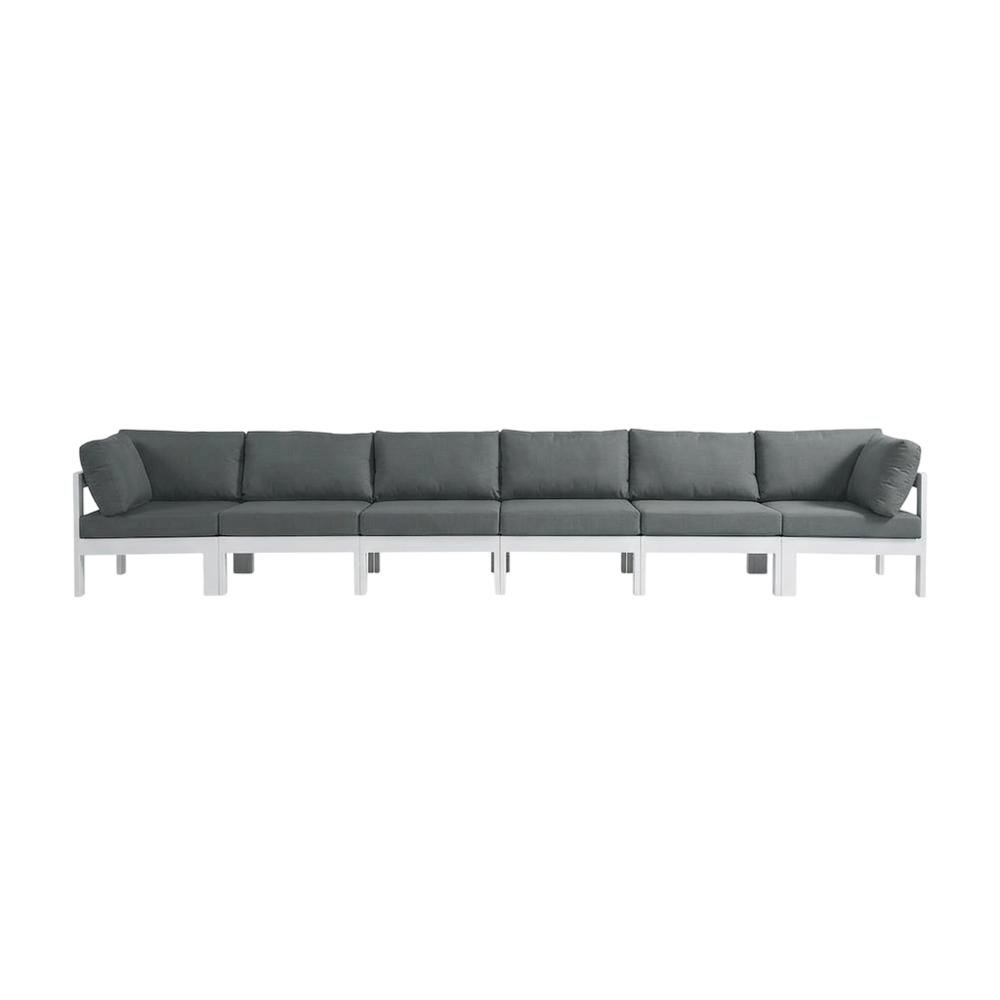 Gray Fabric Outdoor Modular Sofa With Contemporary Style And Cushioned Seating. Picture 4