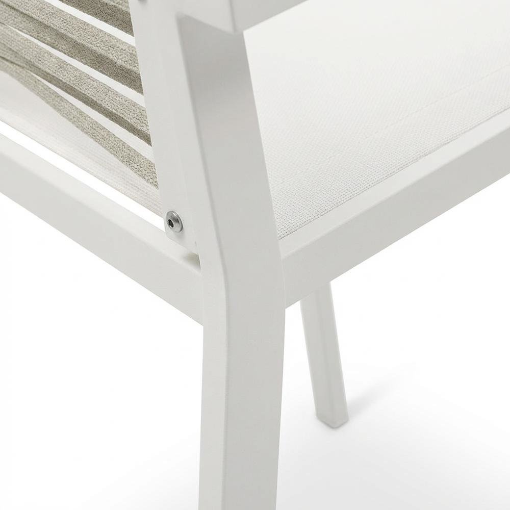 Beige Rope Fabric Outdoor Patio Dining Arm Chairs Set Of 2, Contemporary Style. Picture 6
