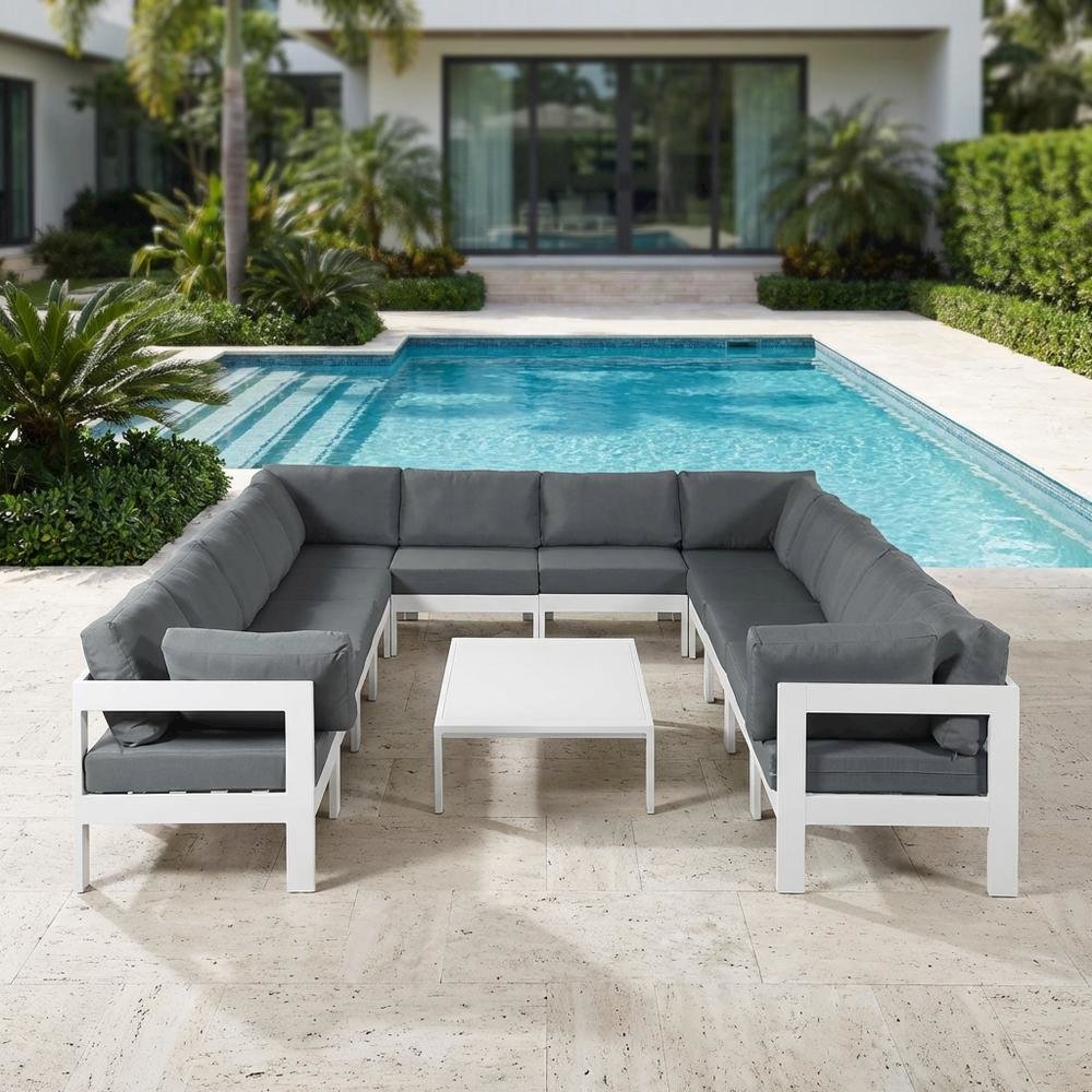 Gray Fabric Outdoor Modular Sectional With Contemporary Style For Patio. Picture 3