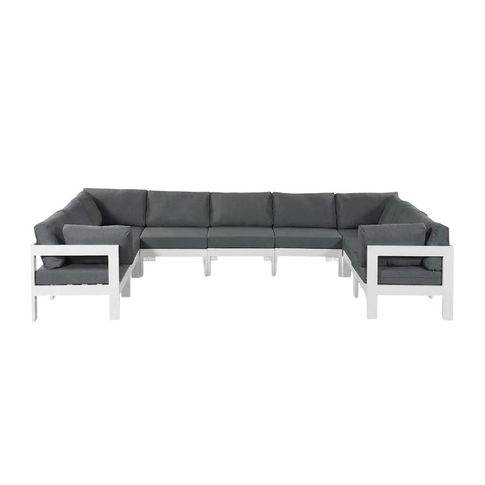 Gray Fabric Outdoor Patio Modular Sectional With Contemporary Design. Picture 1