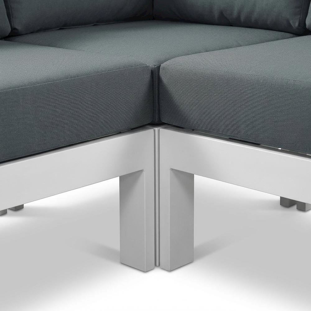 Gray Fabric Outdoor Patio Modular Sectional, Contemporary Style, Cushioned Seats. Picture 6