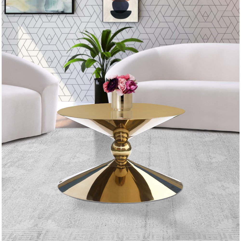 Malia Gold Stainless Steel Coffee Table. Picture 2