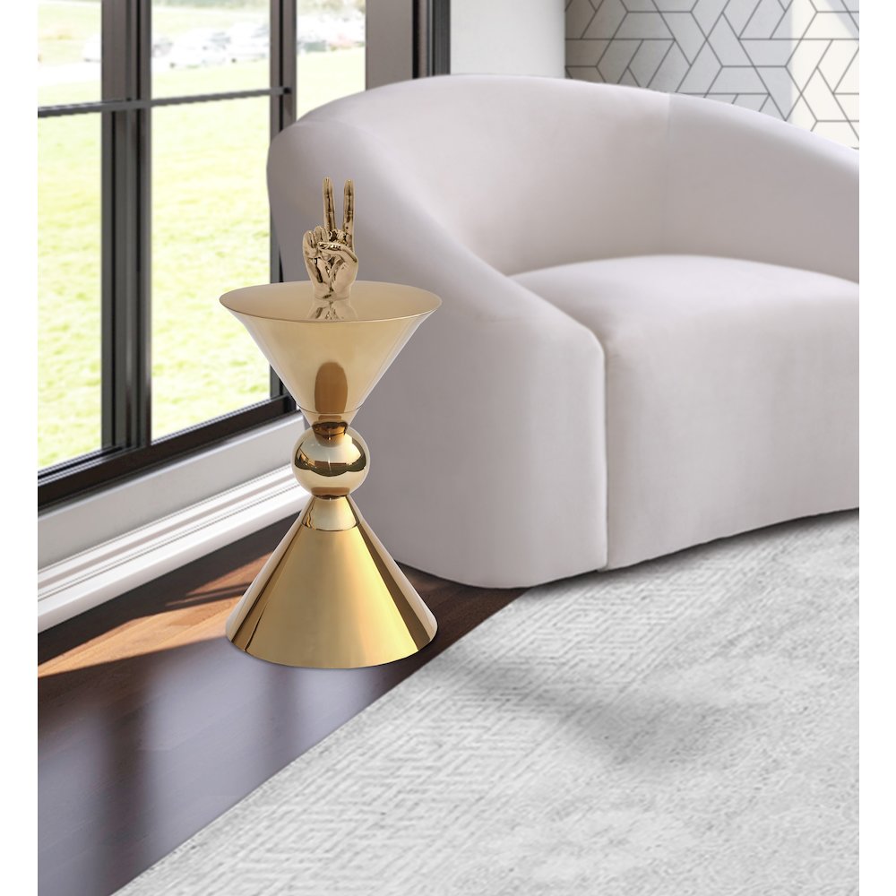 Malia Gold Stainless Steel End Table. Picture 2