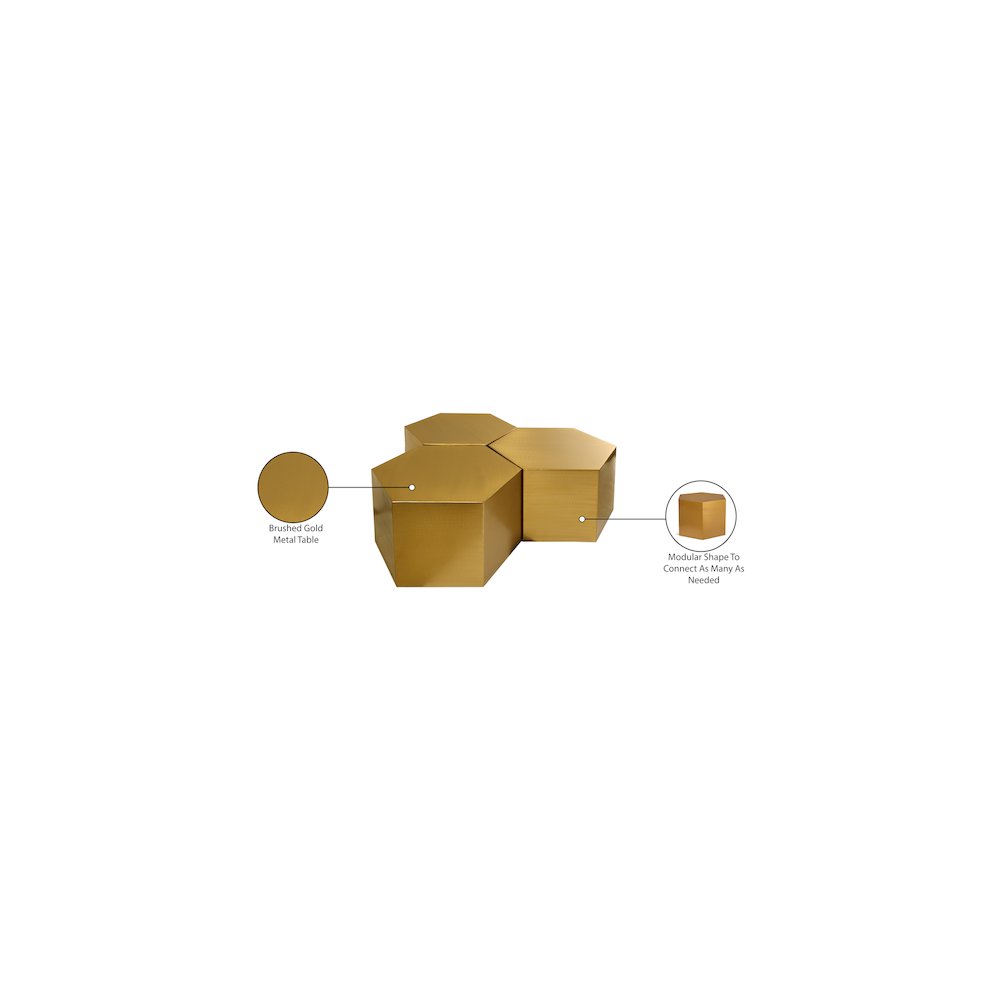 Hexagon Brushed Gold Coffee Table. Picture 4