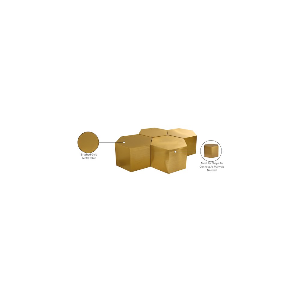 Hexagon Brushed Gold Coffee Table. Picture 4