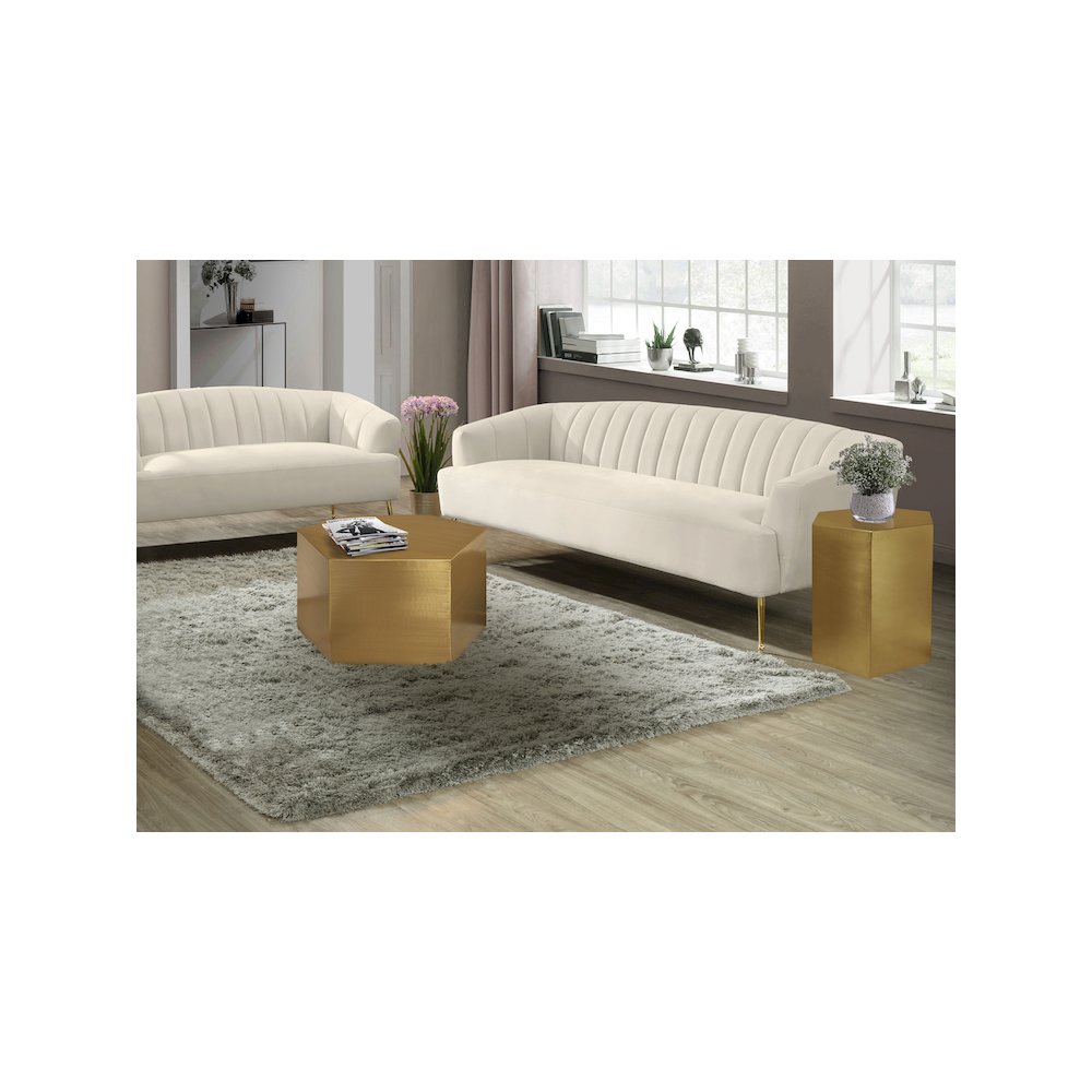 Hexagon Brushed Gold Coffee Table. Picture 2