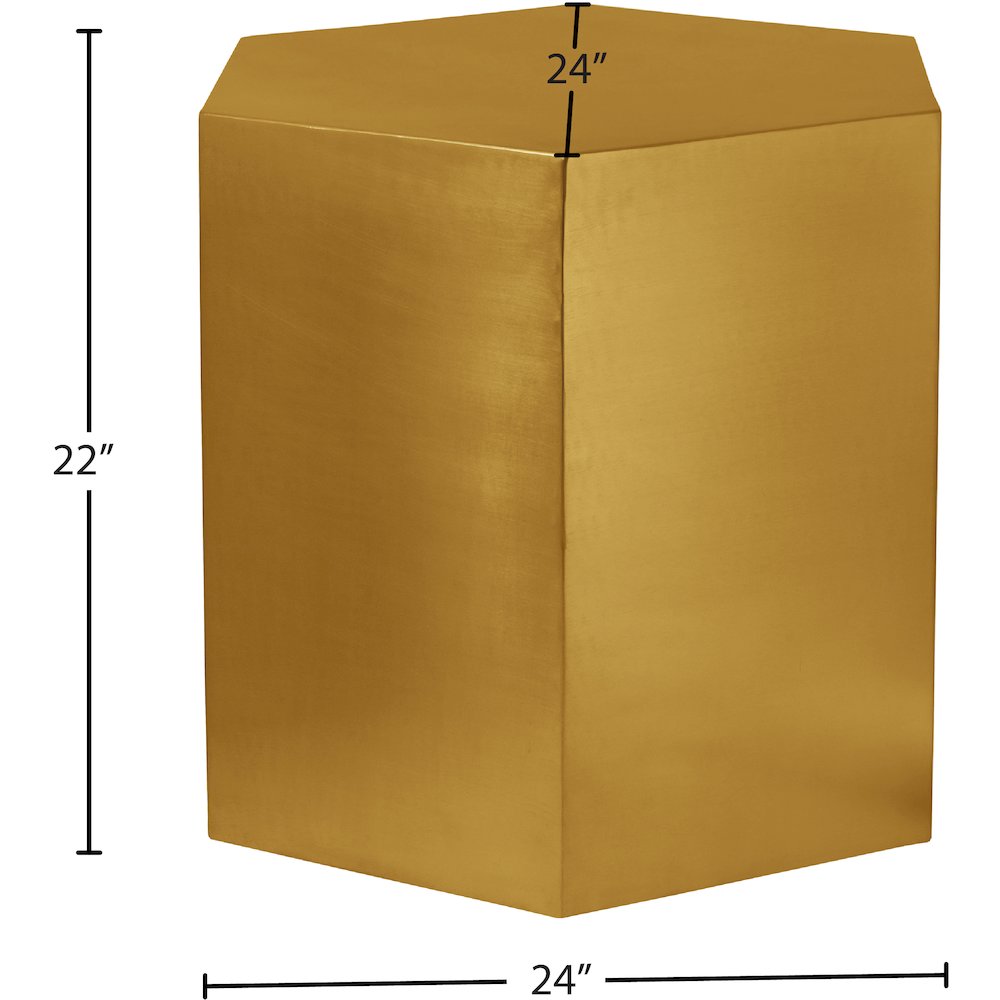 Hexagon Brushed Gold End Table. Picture 9