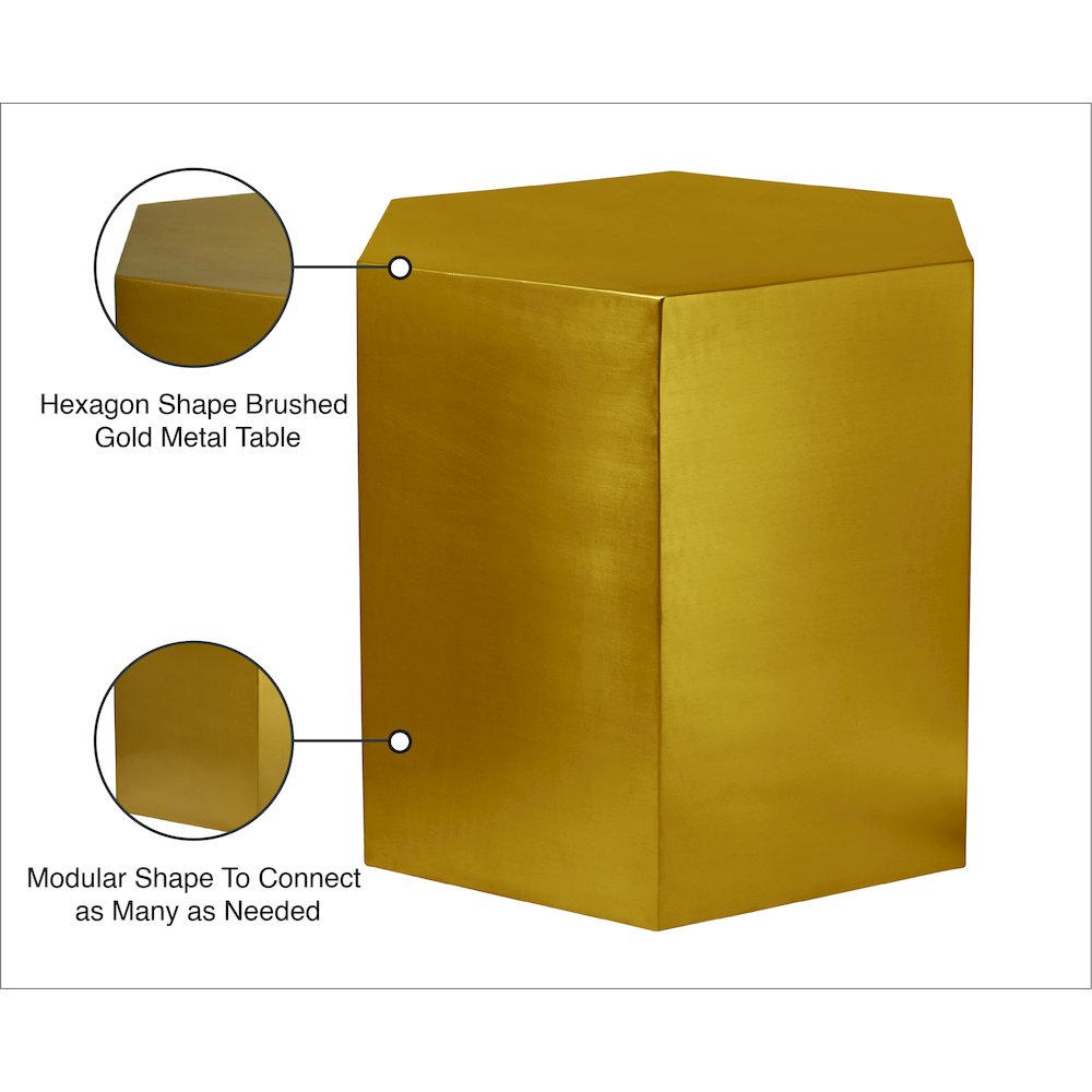 Hexagon Brushed Gold End Table. Picture 10