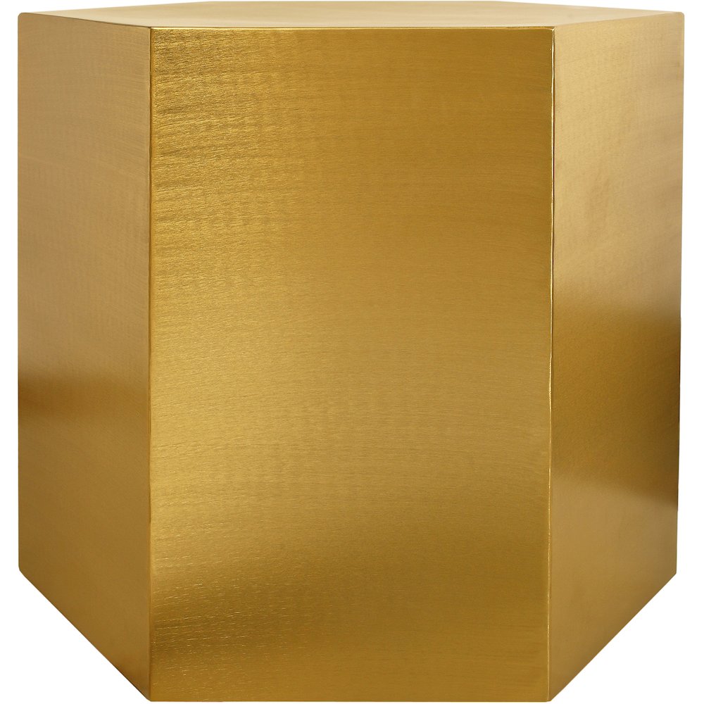 Hexagon Brushed Gold End Table. Picture 3