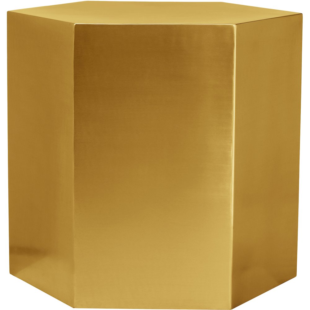 Hexagon Brushed Gold End Table. Picture 4