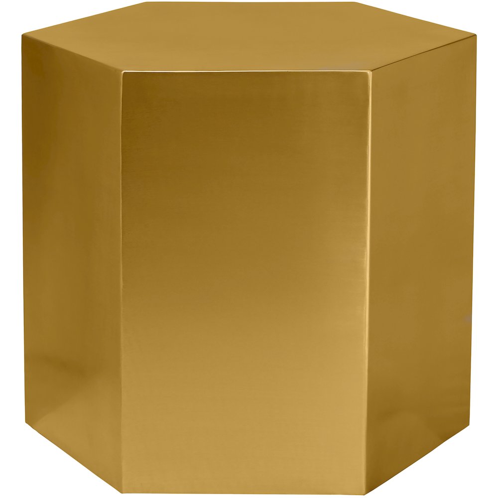 Hexagon Brushed Gold End Table. Picture 5