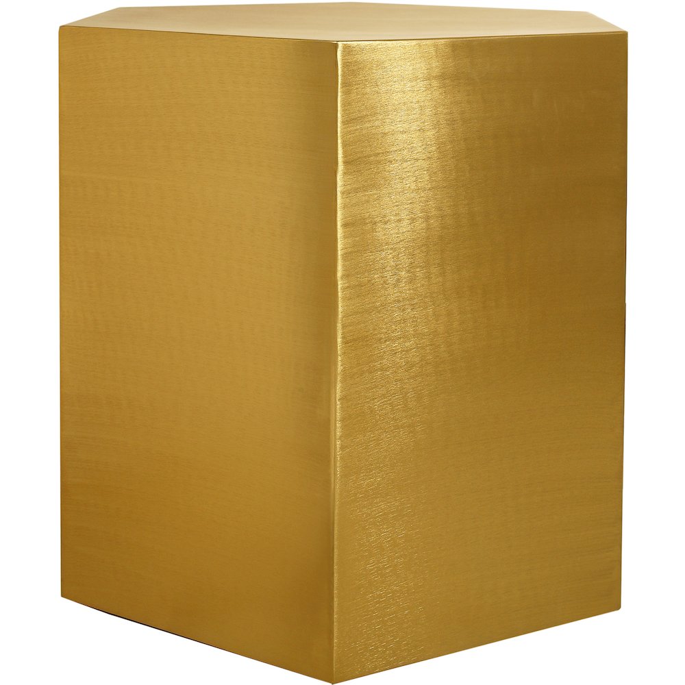 Hexagon Brushed Gold End Table. Picture 6