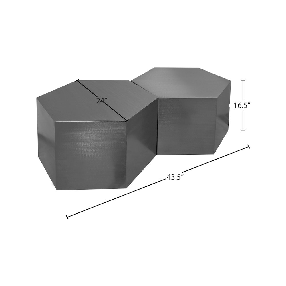 Hexagon Brushed Chrome Coffee Table. Picture 3