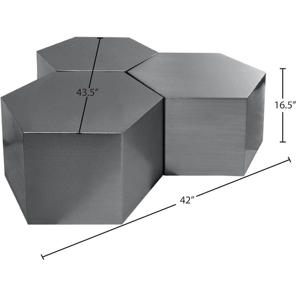 Hexagon Brushed Chrome Coffee Table. Picture 3