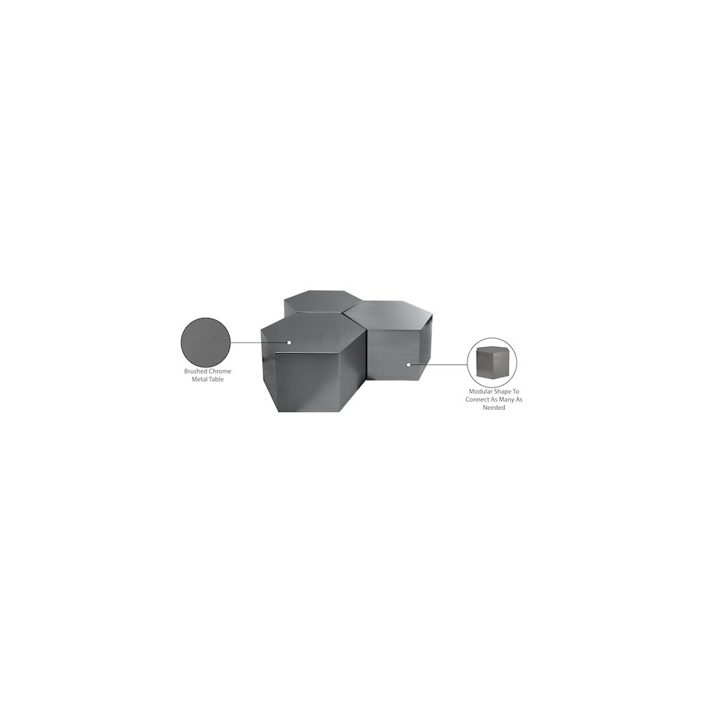 Hexagon Brushed Chrome Coffee Table. Picture 4