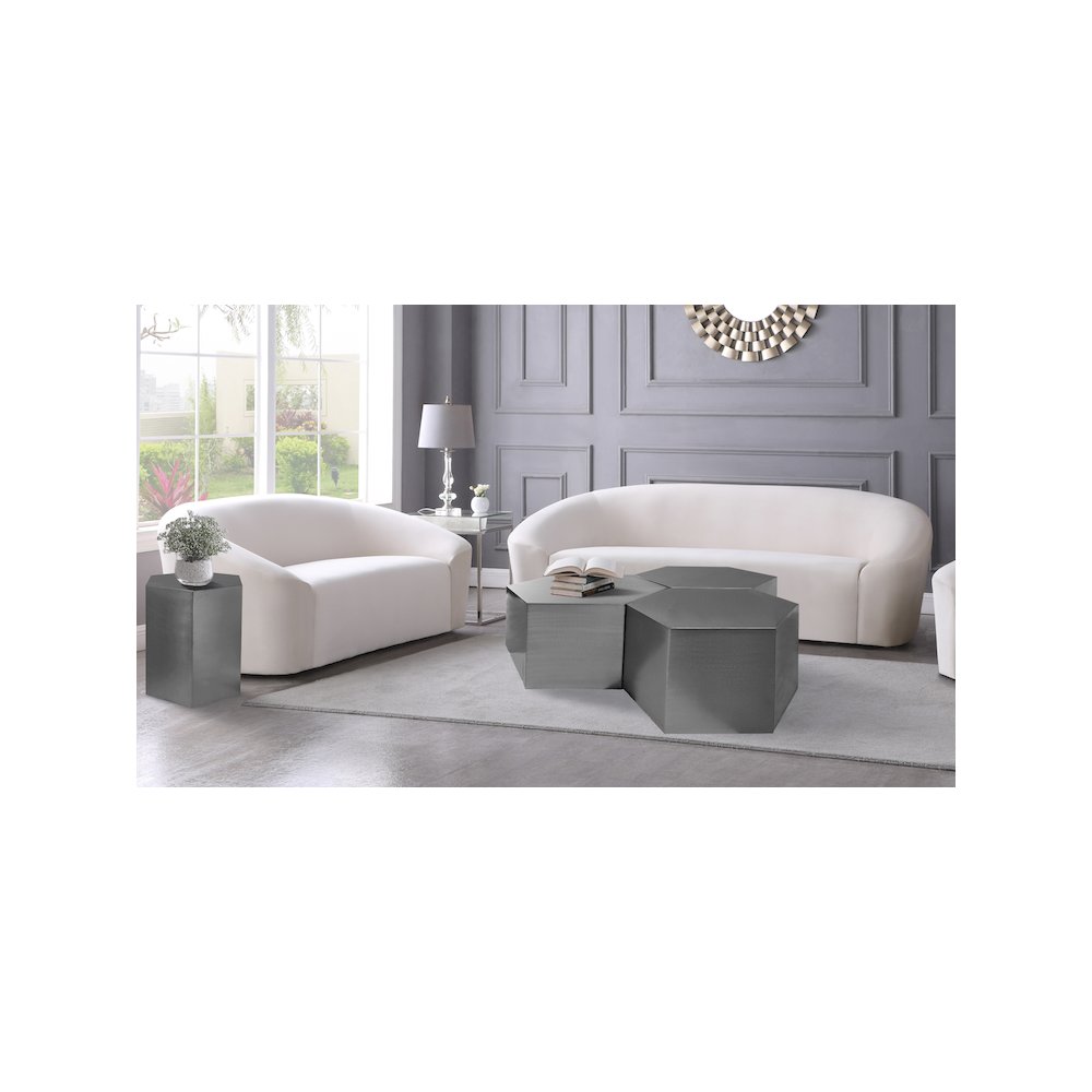 Hexagon Brushed Chrome Coffee Table. Picture 2