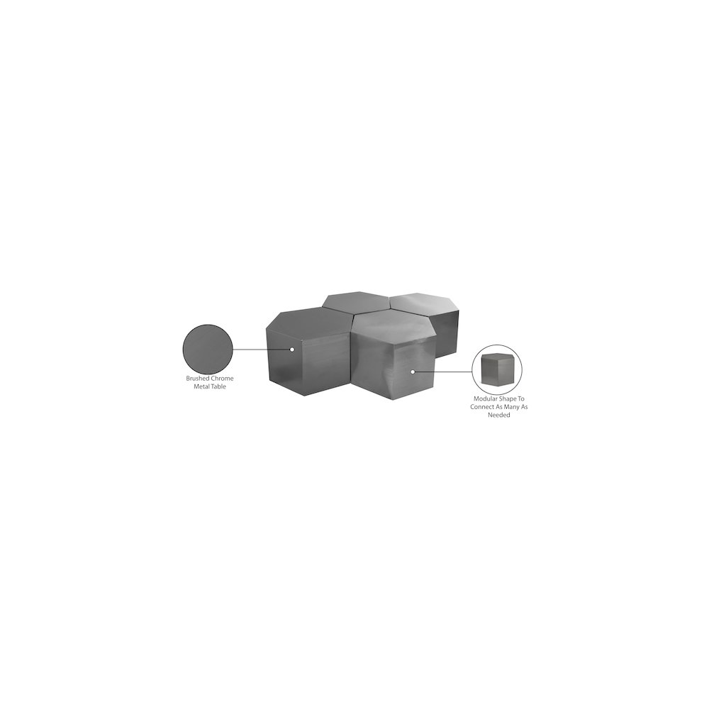 Hexagon Brushed Chrome Coffee Table. Picture 4