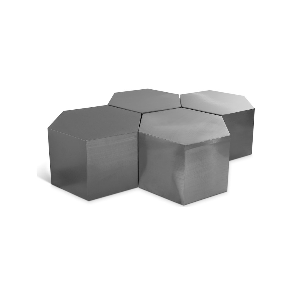 Hexagon Brushed Chrome Coffee Table. Picture 1