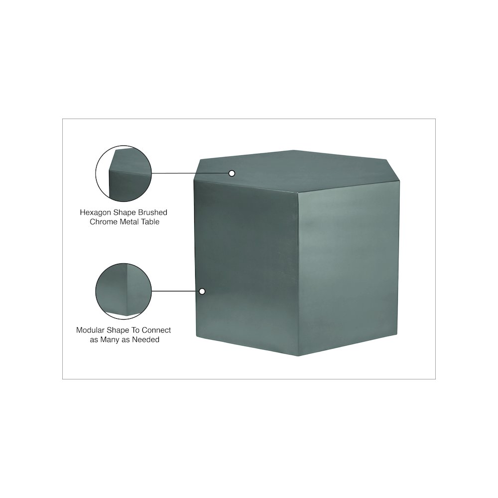 Hexagon Brushed Chrome Coffee Table. Picture 9