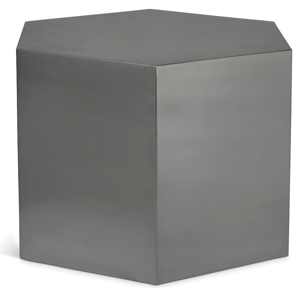 Hexagon Brushed Chrome Coffee Table. Picture 1
