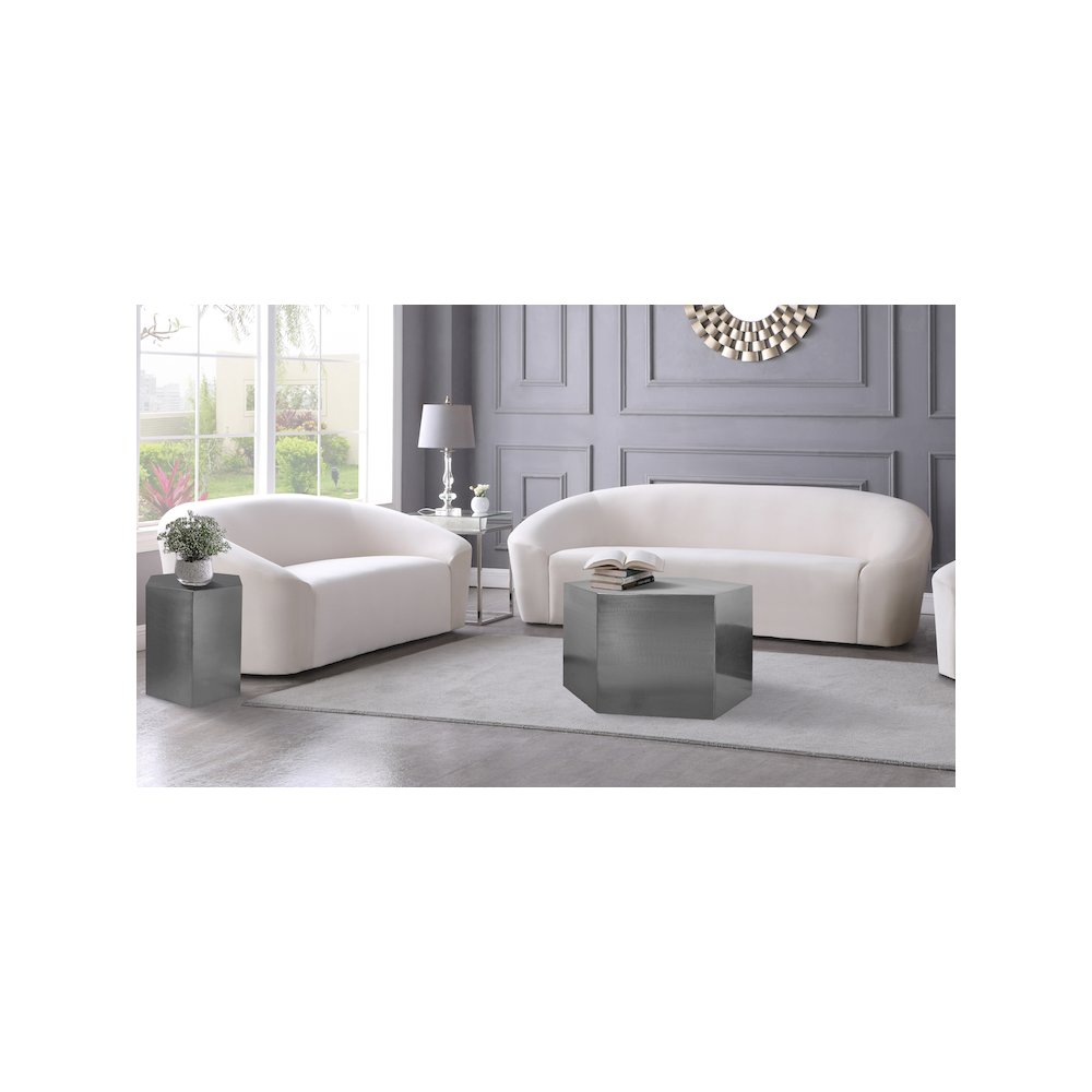 Hexagon Brushed Chrome Coffee Table. Picture 2