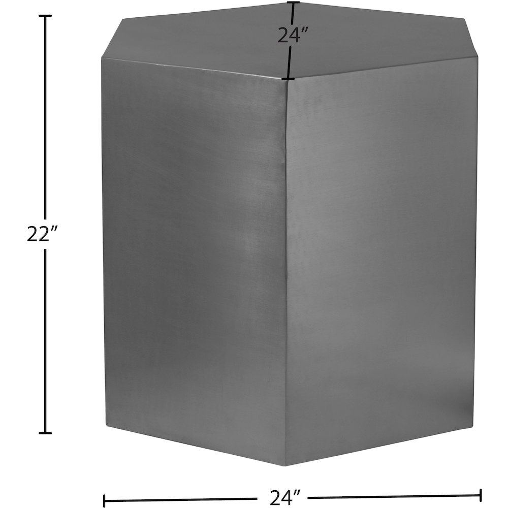 Hexagon Brushed Chrome End Table. Picture 10