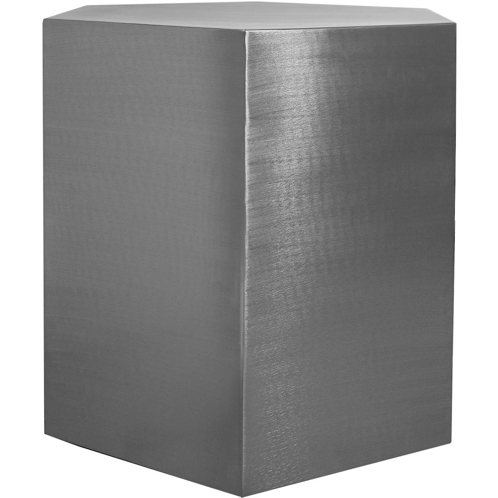 Hexagon Brushed Chrome End Table. Picture 6