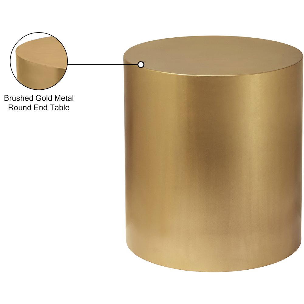 Cylinder Brushed Gold End Table. Picture 8