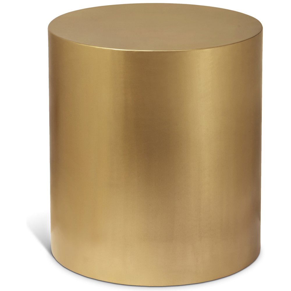 Cylinder Brushed Gold End Table. Picture 1