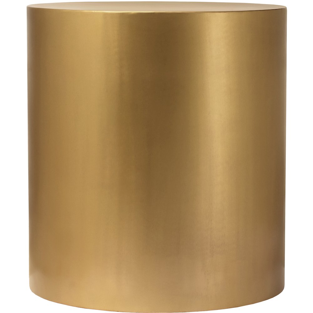Cylinder Brushed Gold End Table. Picture 3