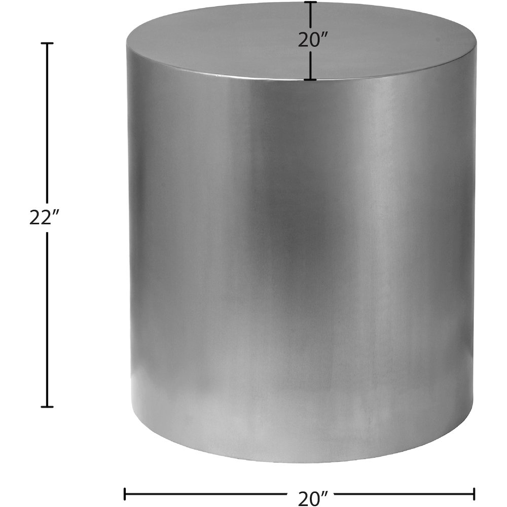 Cylinder Brushed Chrome End Table. Picture 6