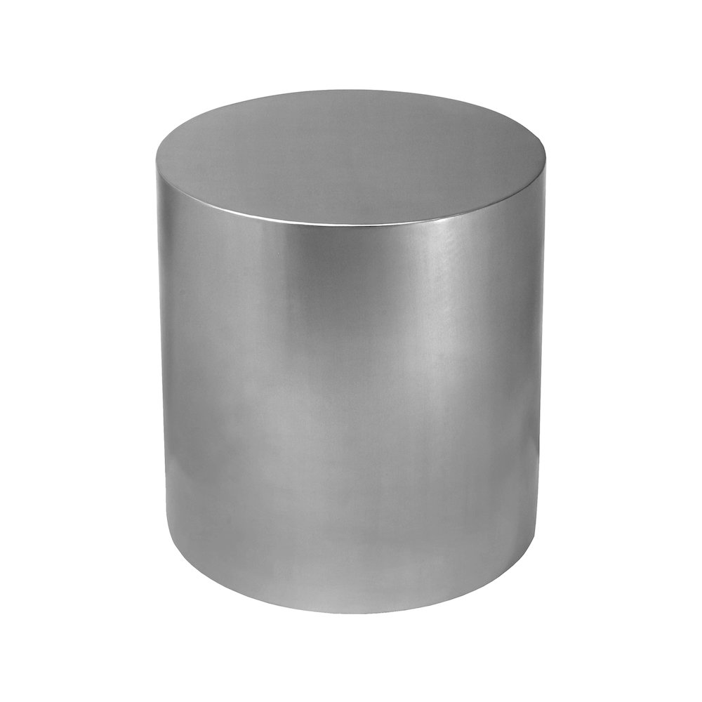 Cylinder Brushed Chrome End Table. Picture 4