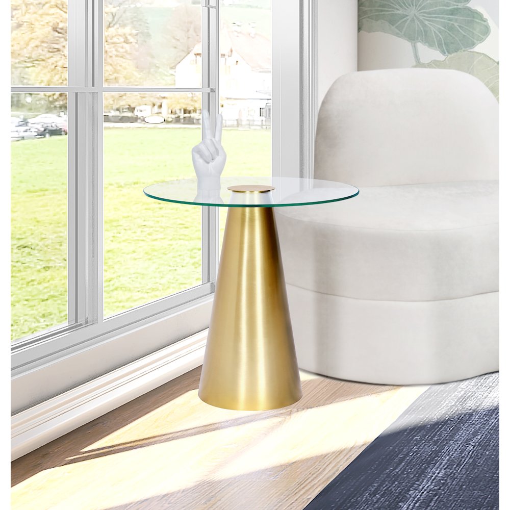 Glassimo Brushed Gold End Table. Picture 2