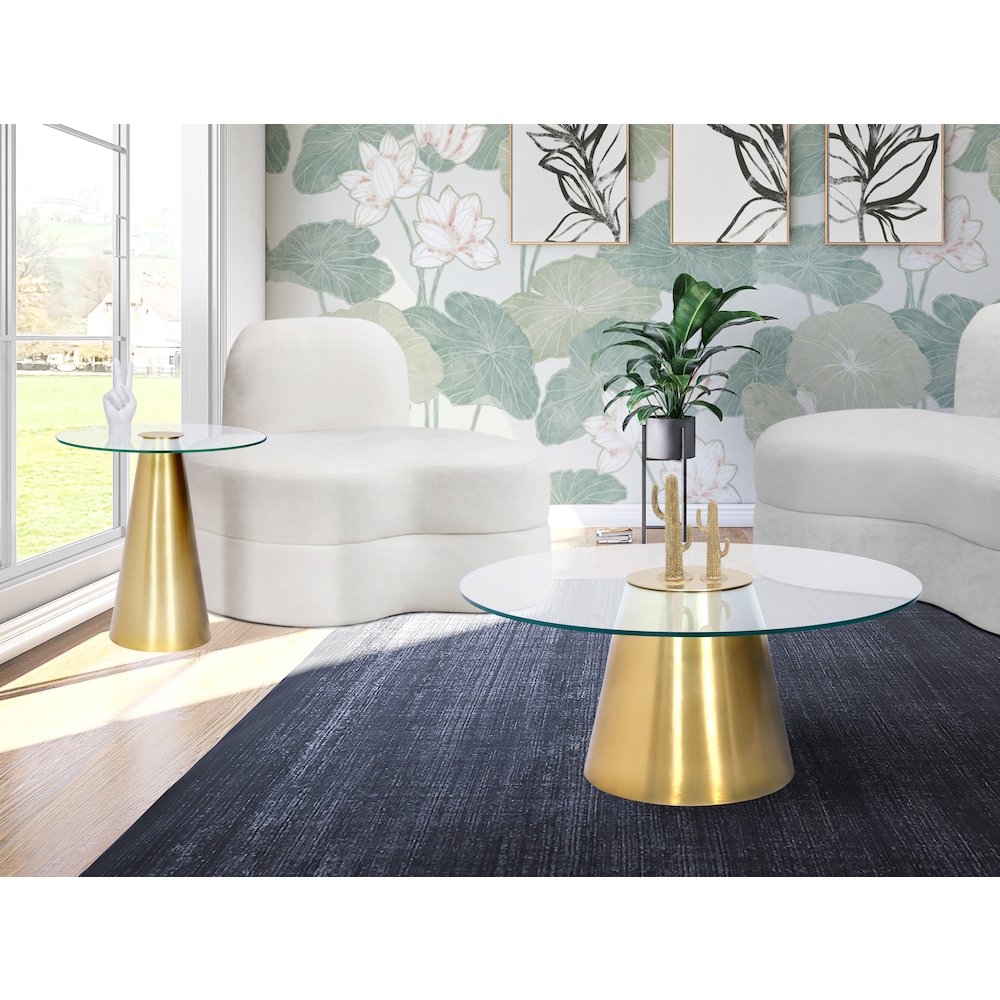 Glassimo Brushed Gold End Table. Picture 6
