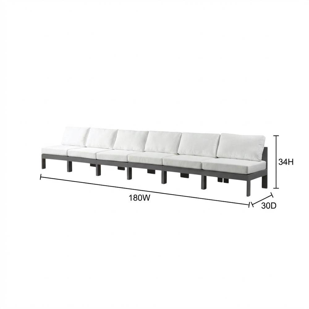 White Fabric Outdoor Patio Modular Sofa, Contemporary Style, Spacious Seating. Picture 7