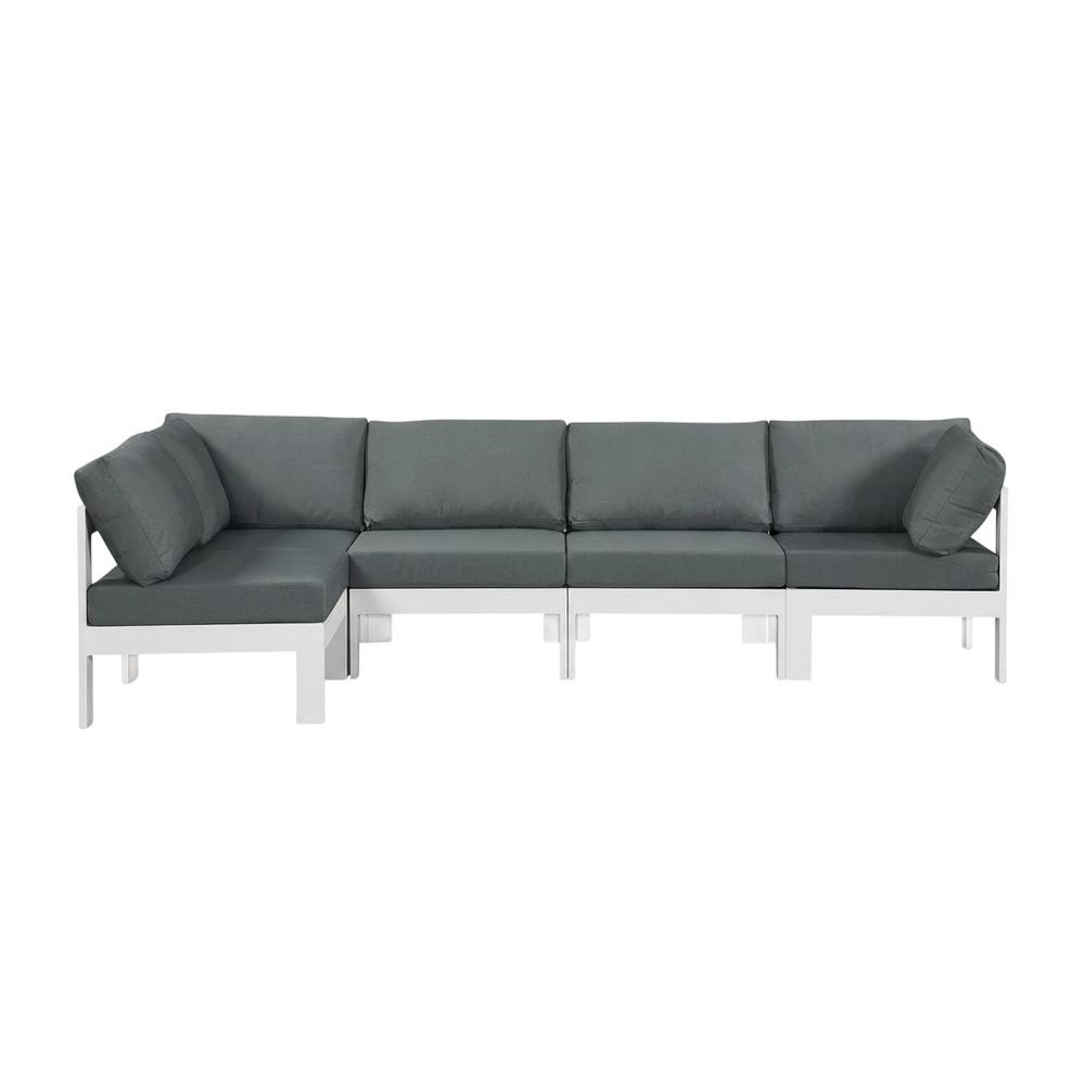 Gray Fabric Outdoor Patio Modular Sectional, Contemporary Style, Cushioned. Picture 4