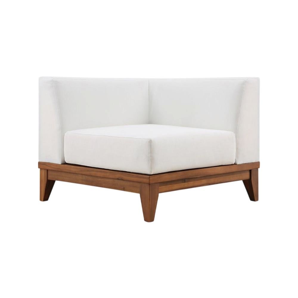 Contemporary White Fabric Outdoor Corner Chair With Finish. Picture 1