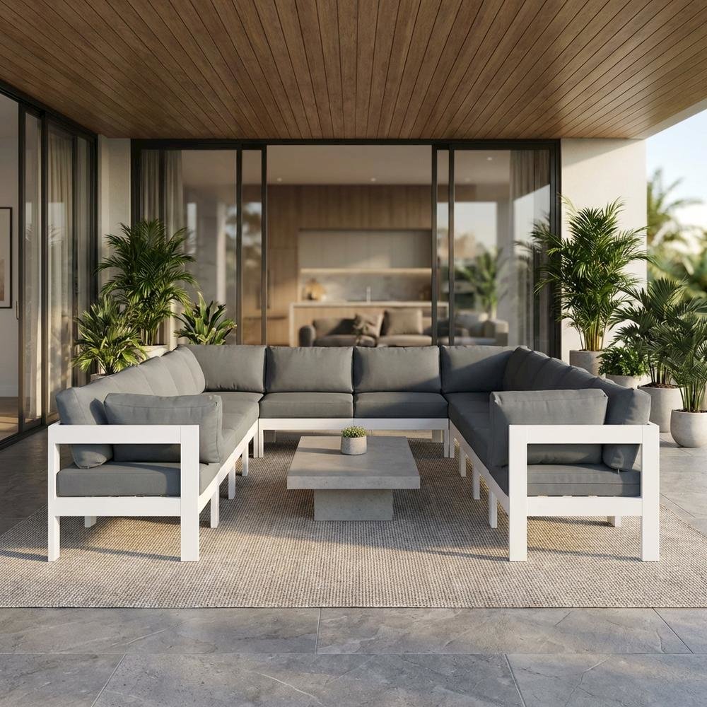 Gray Fabric Outdoor Modular Sectional With Contemporary Style For Patio. Picture 2