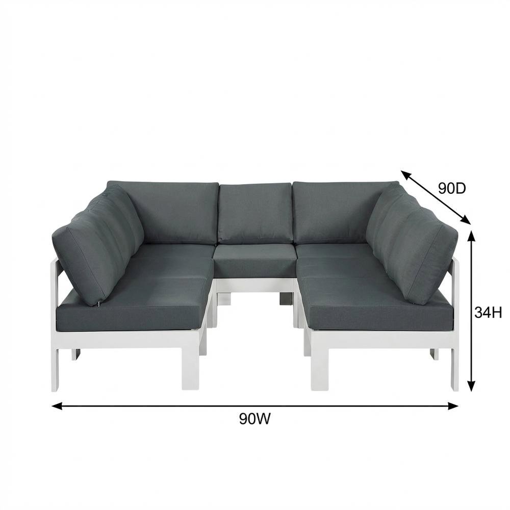 Gray Fabric Outdoor Patio Modular Sectional With Contemporary Style. Picture 7