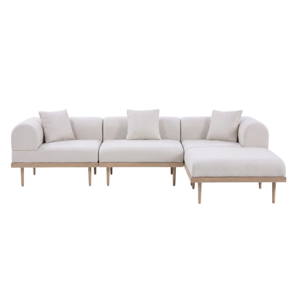 Beige Fabric Outdoor Sectional With Cushions And Contemporary Design. Picture 4