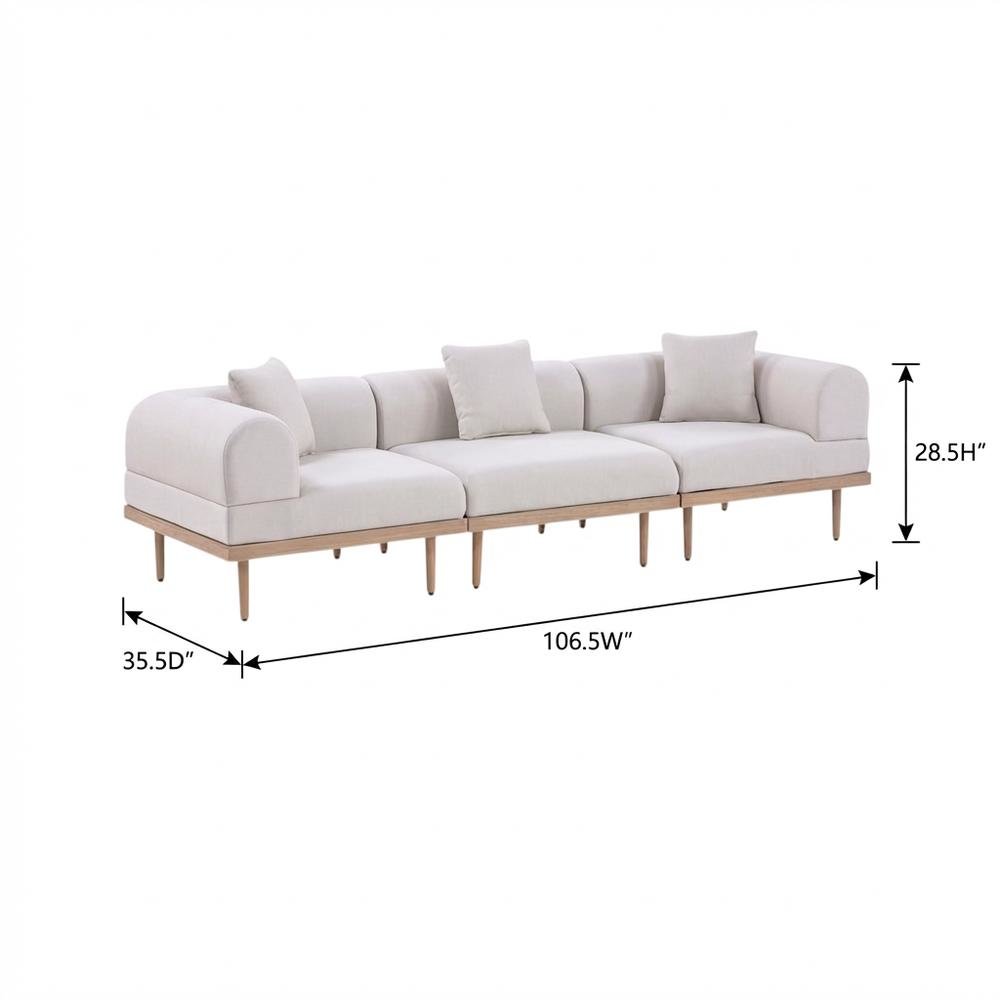 Beige Fabric Outdoor Modular Sofa With Cushions And Contemporary Style. Picture 7