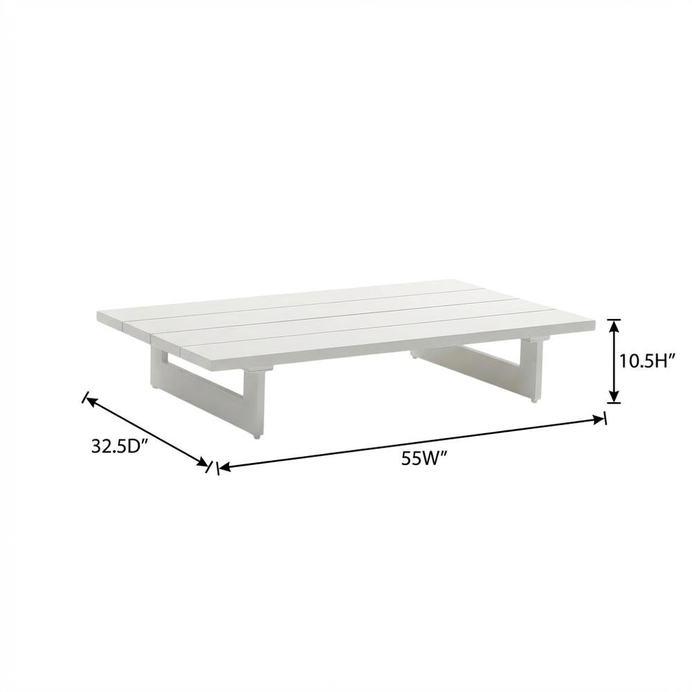 White Outdoor Patio Coffee Table With Contemporary Style And Durable Finish. Picture 7