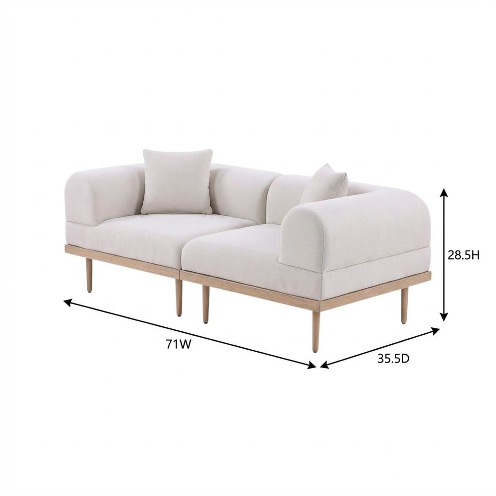 Beige Fabric Outdoor Modular Loveseat with Cushions and Contemporary Style. Picture 7