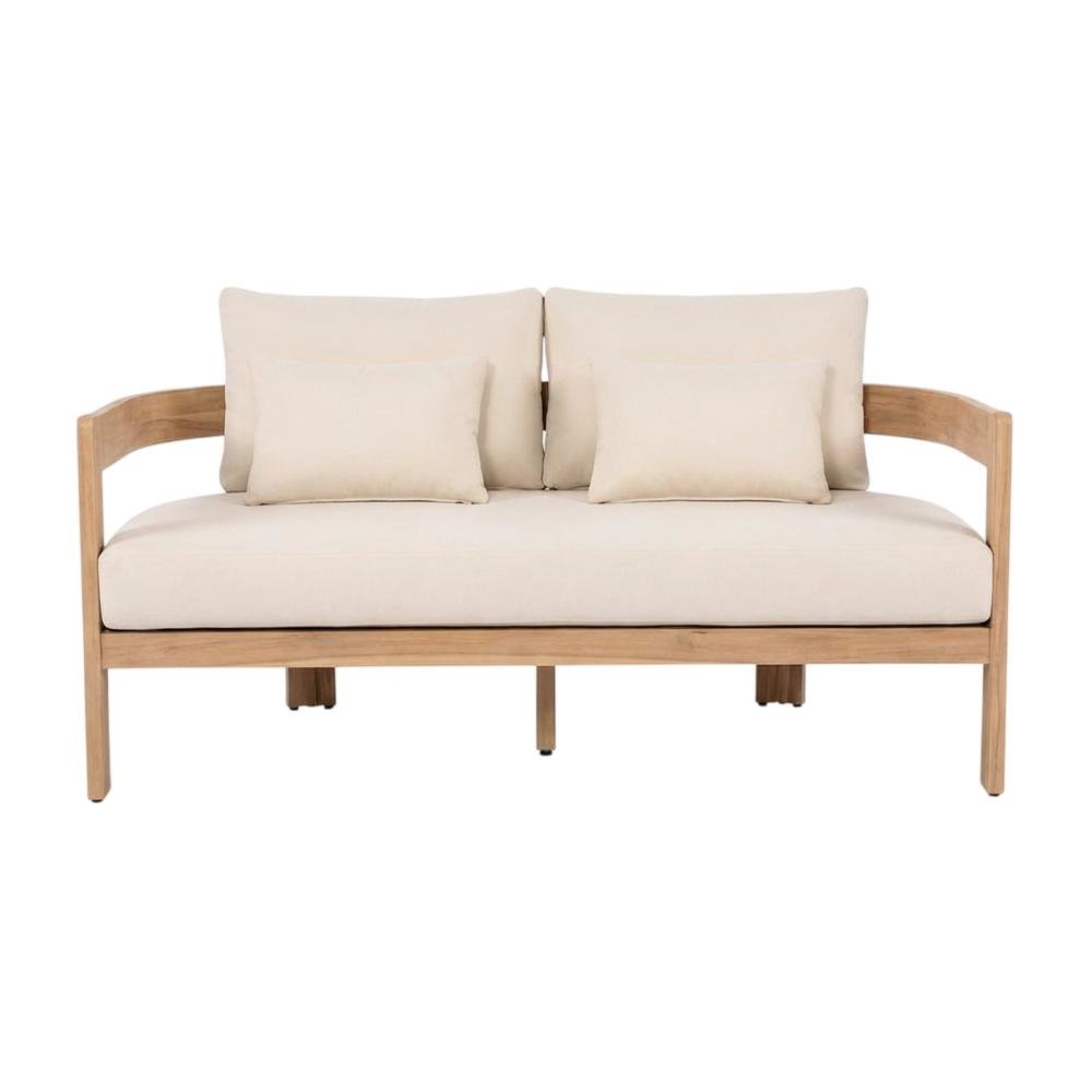 Beige Fabric Outdoor Loveseat With Pillow And Contemporary Style. Picture 4