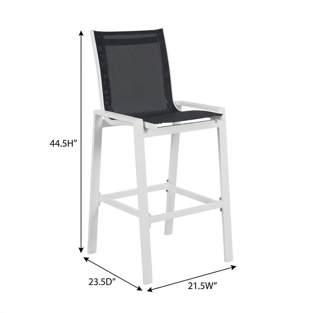 Contemporary White Outdoor Patio Bar Stools Set Of 2 With Back Support. Picture 7