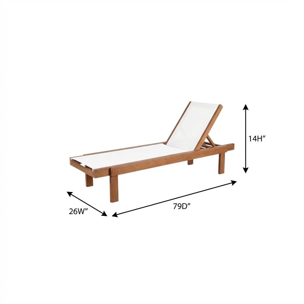 White Fabric Outdoor Lounge Chair With Teak Finish For Patio Relaxation. Picture 7
